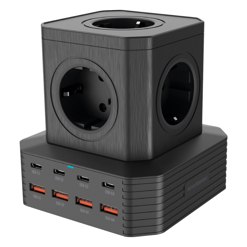 Зарядний пристрій Armorstandart ARP-544 Resolute Power USB-C 100W GaN 2m Black (ARM73177) - зображення 1