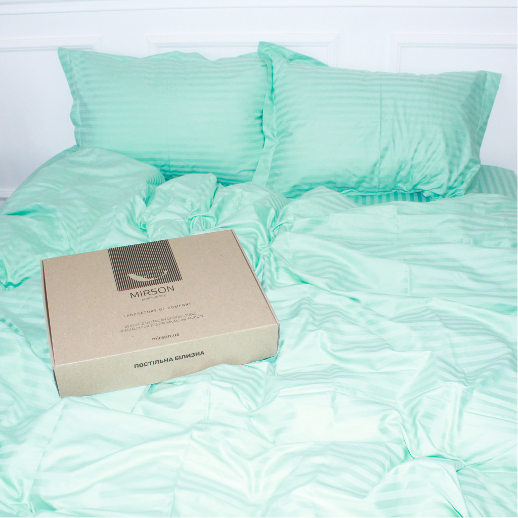 Постільна білизна MirSon Satin Stripe 30-0014 Mint 160х220 Сімейна (2200005252864) - зображення 4