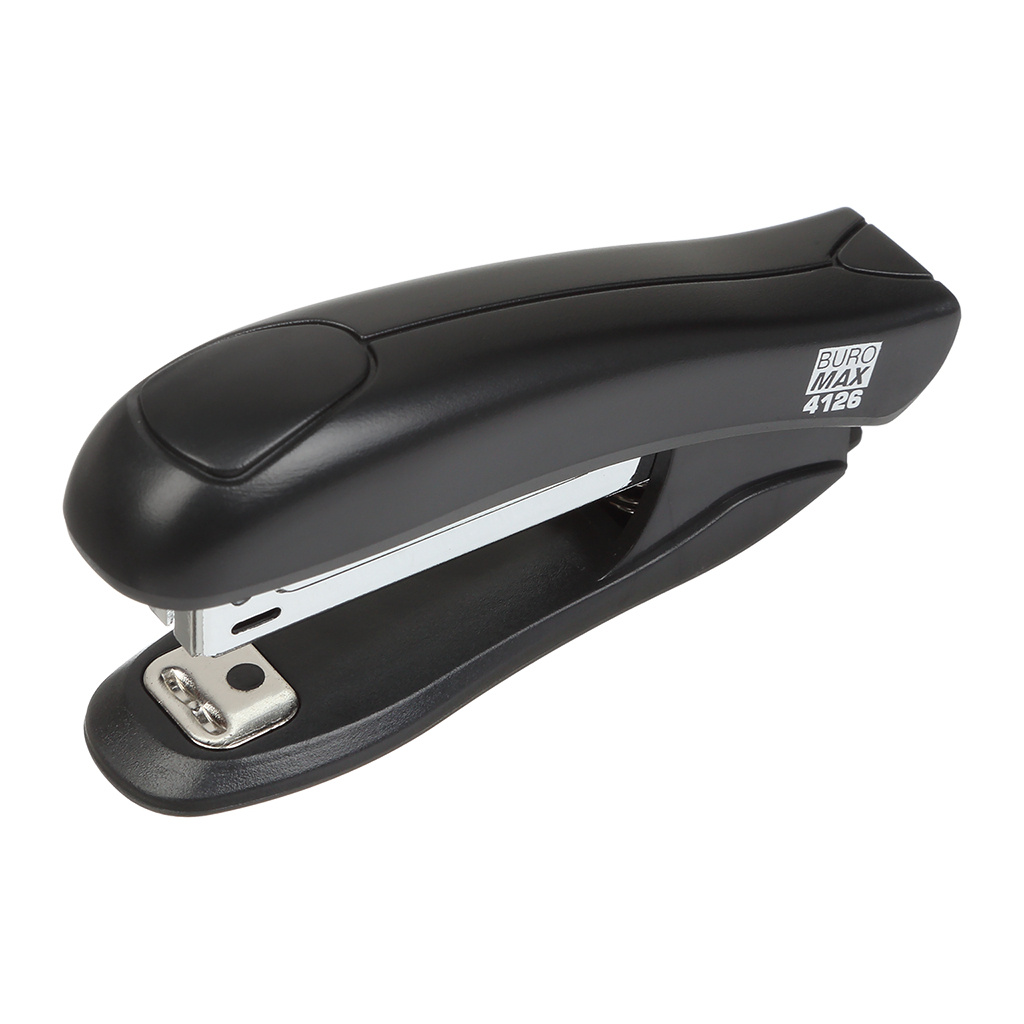 Степлер Buromax пластиковий, 12 аркушів, (скоби №10), 88 х 44 х 22 мм, чорний (BM.4126-01) - зображення 1