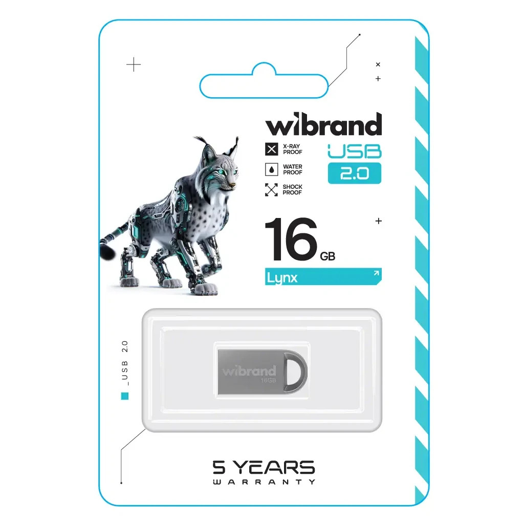 USB флеш накопичувач Wibrand 16GB lynx Silver USB 2.0 (WI2.0/LY16M2S) - зображення 2