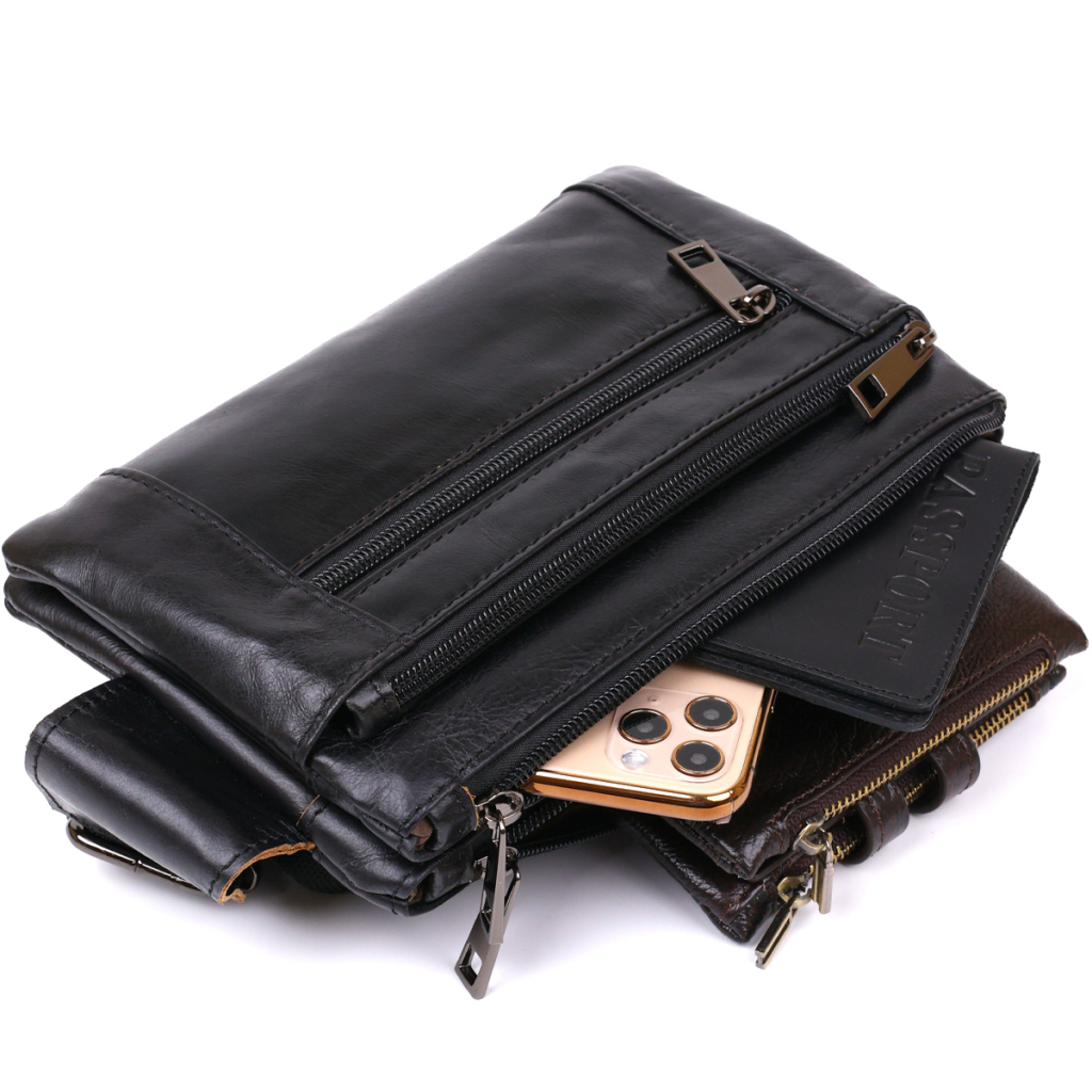 Сумка Vintage На пояс з натуральної шкіри Чорна (20474) - зображення 7