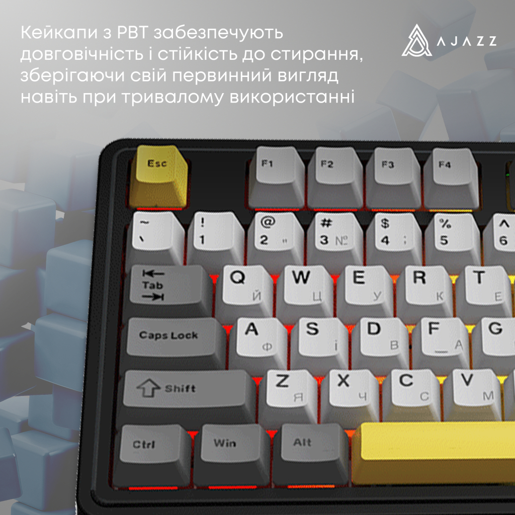 Клавіатура Ajazz AK980 V2 Gift Switch V2 Wireless/Bluetooth/USB UA Black/Grey/Yellow (AK980-V2-G-BGY) - изображение 13