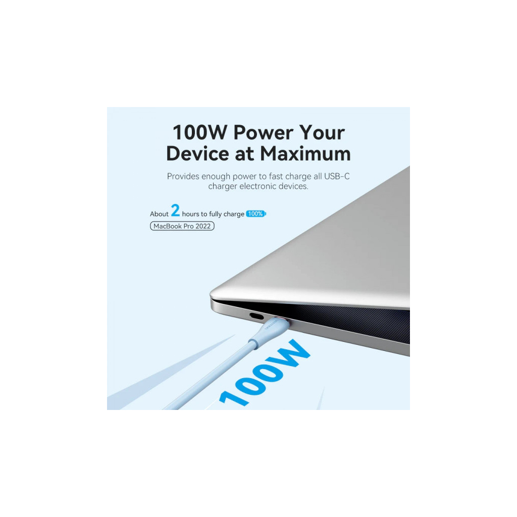 Дата кабель USB-C to 2xUSB-C 1.5m 5.0A Silicone Type Blue VENTION (CTMSG) - зображення 3