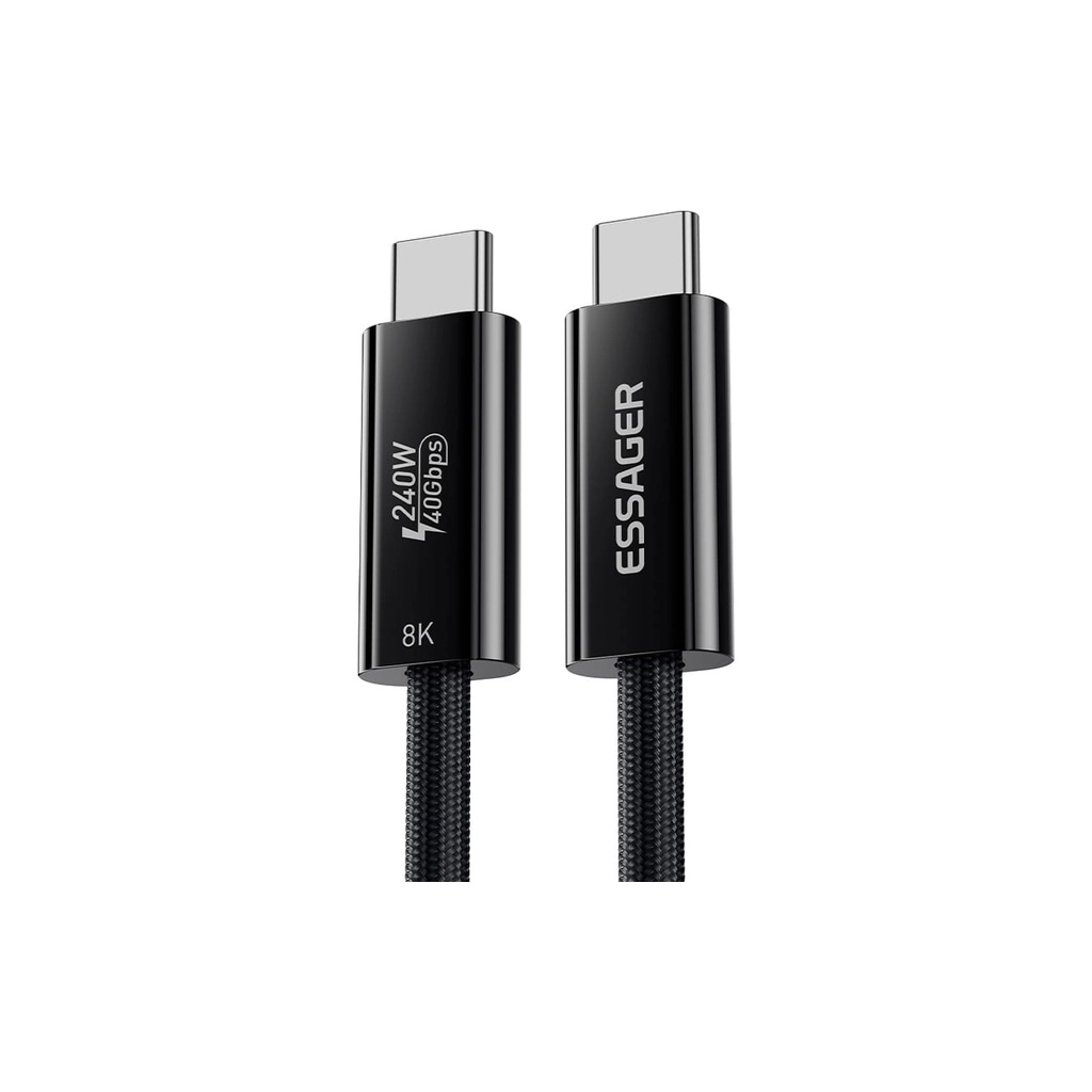 Дата кабель USB-C to USB-C 1.0m Thunderbolt 4 240W 8K60Hz black Essager (EXCTT4-PL01-P) - зображення 3