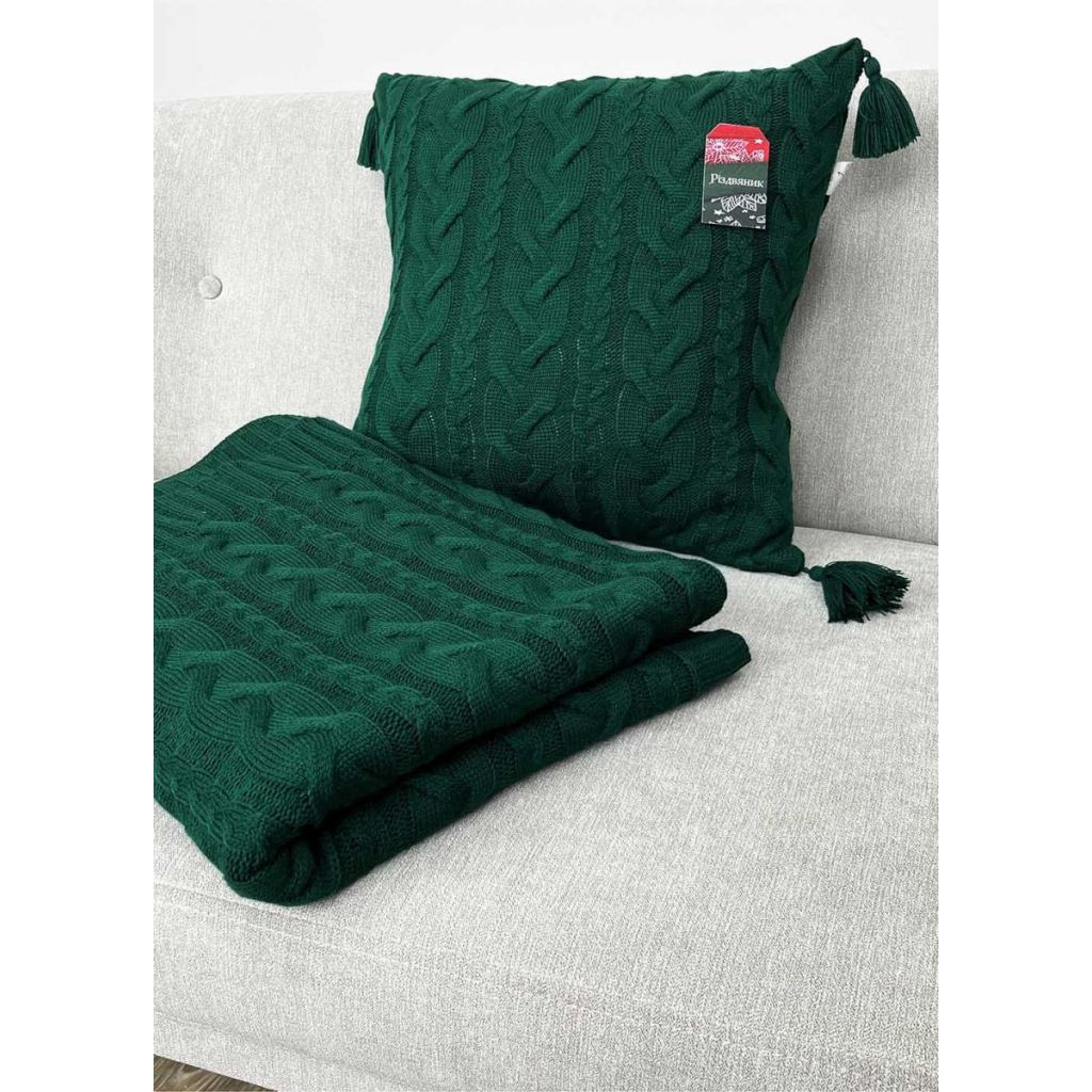 Наволочка Прованс декоративна в'язана Hit Kosa зелена 45х45 (031667) - зображення 3