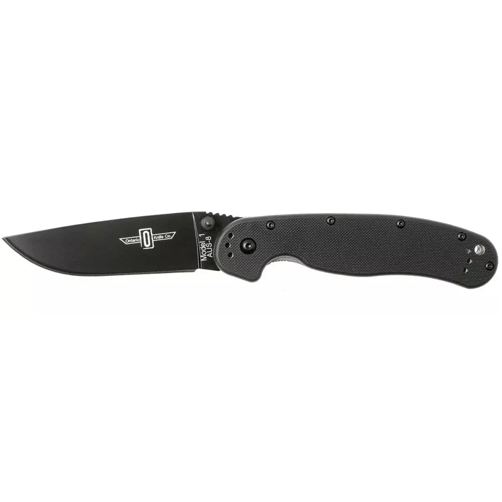 Ніж Ontario Knife RAT I AUS-8 Black, Black Blade (ON8846) - зображення 1