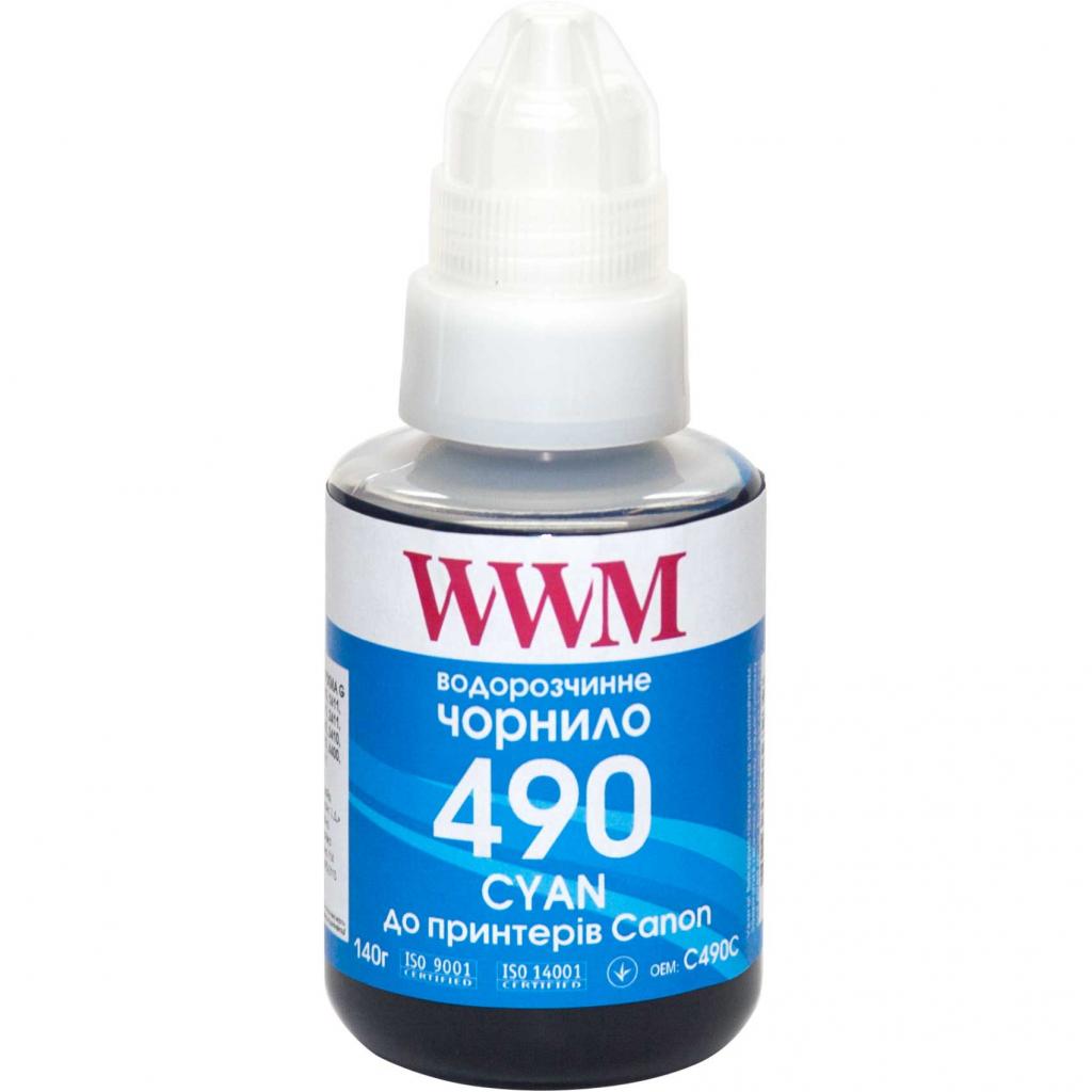 Чорнило WWM Canon GI-490, 140г Cyan (C490C) - зображення 1
