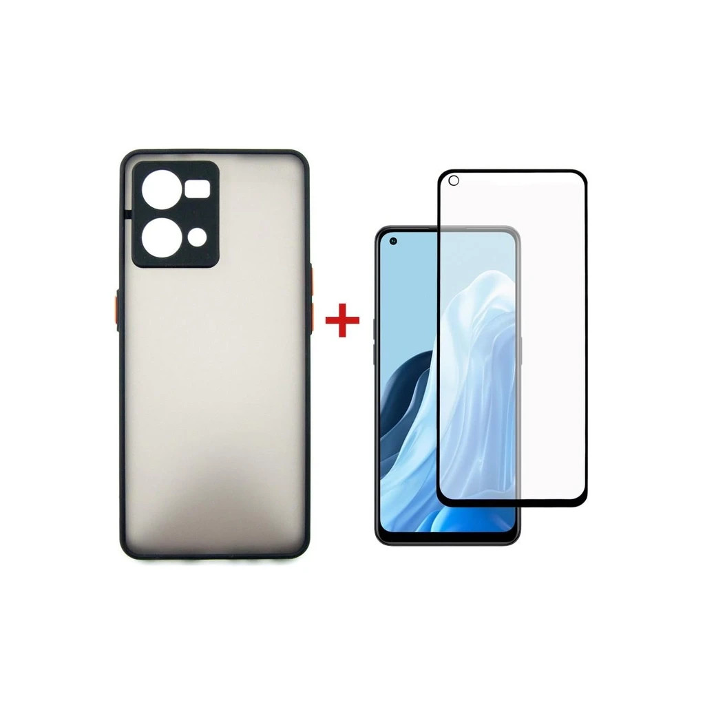 Чохол до мобільного телефона Dengos Kit for OPPO Reno 7 4g case + glass (Black) (DG-KM-32) - зображення 1