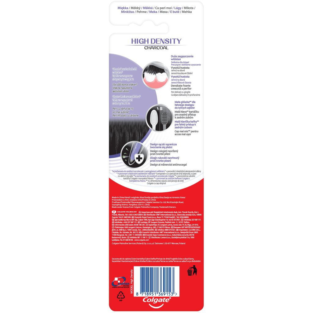 Зубна щітка Colgate High Density Charcoal м'яка 2 шт. (8718951369153) - зображення 7
