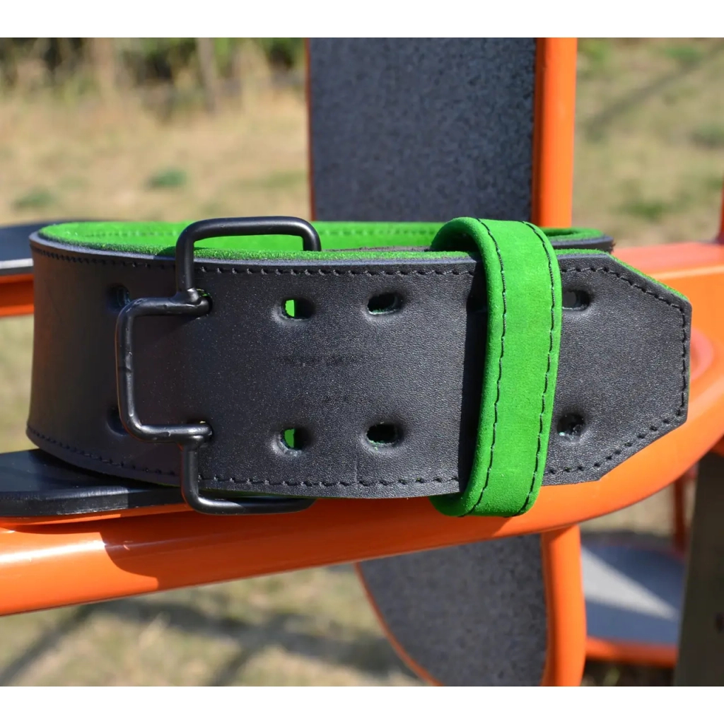 Атлетичний пояс MadMax MFB-302 Quick Release Belt шкіряний Black/Green XL (MFB-302_XL) - изображение 4