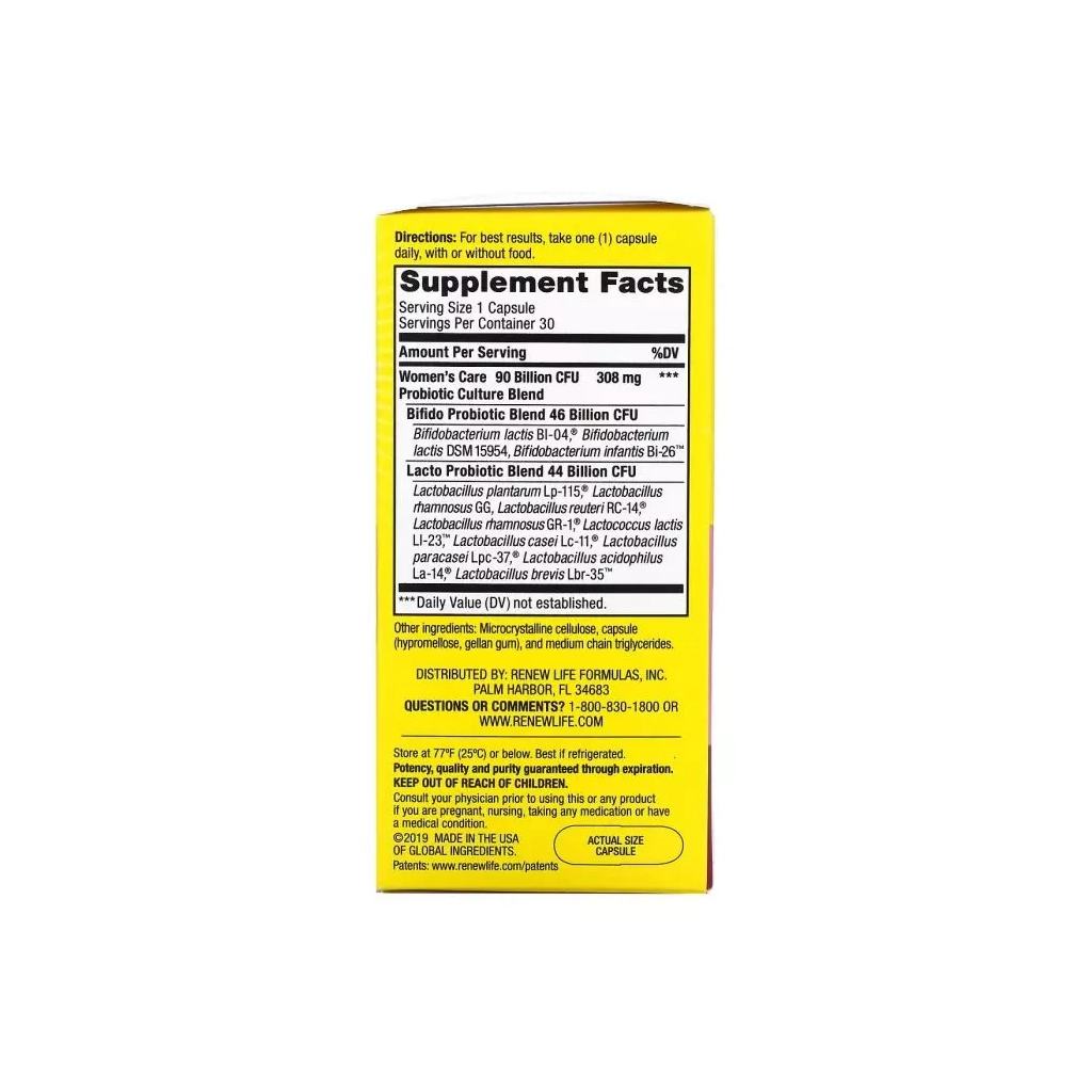 Пробіотики Renew Life для жінок, 25 млрд КУО, Ultimate Flora, Women's Care Probiotic (REN-12100) - изображение 3