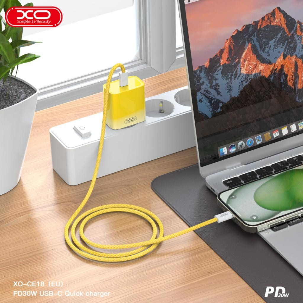 Зарядний пристрій XO CE18 PD30W USB-C Yellow (XO-CE18-YEL) - зображення 3
