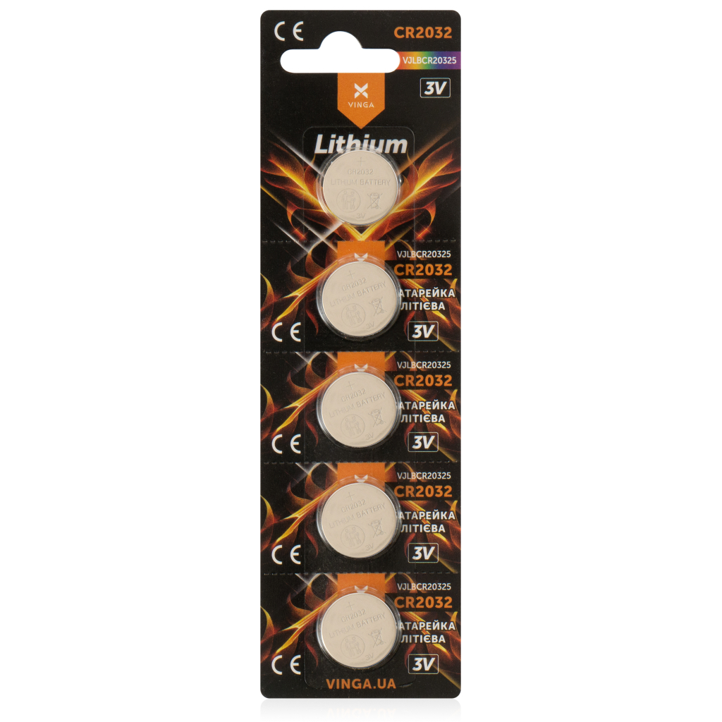 Батарейка CR2032 Lithium 5pcs Blister Vinga (VJLBCR20325) - зображення 1