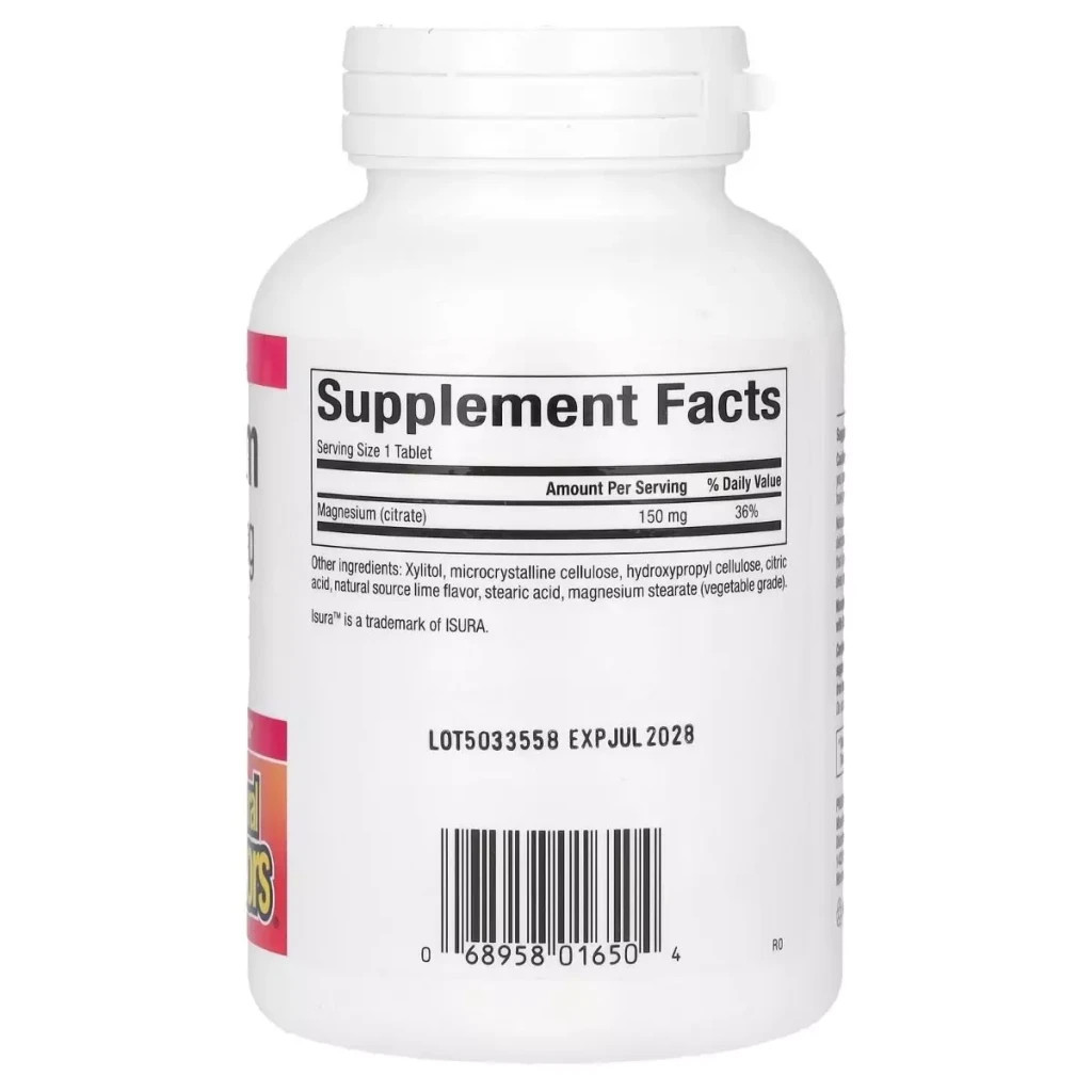 Мінерали Natural Factors Магній цитрат, 150 мг, смак лайма, Magnesium Citrate, 60 жувальних. (NFS-01650) - зображення 2
