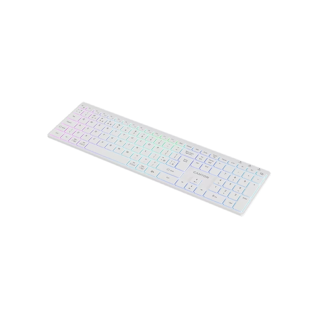 Клавіатура Canyon HKB-W11 Slim Dual Mode Wireless/Bluetooth RGB UA White (CNS-HBTK11W) - зображення 2