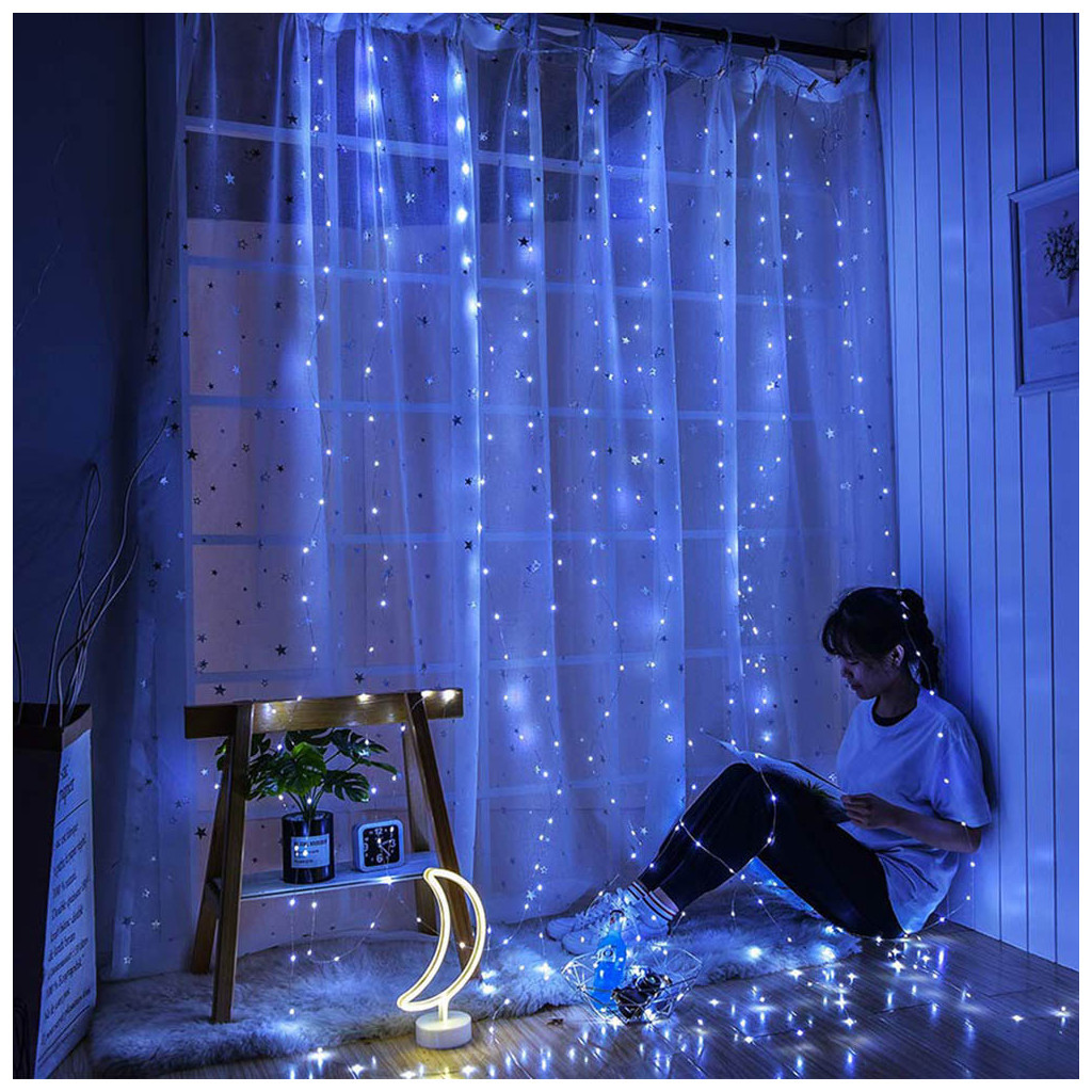 Гірлянда ColorWay штора водоспад 3x3м 300 LED 220V синя (CW-GW-300L33VWFBL) - зображення 11