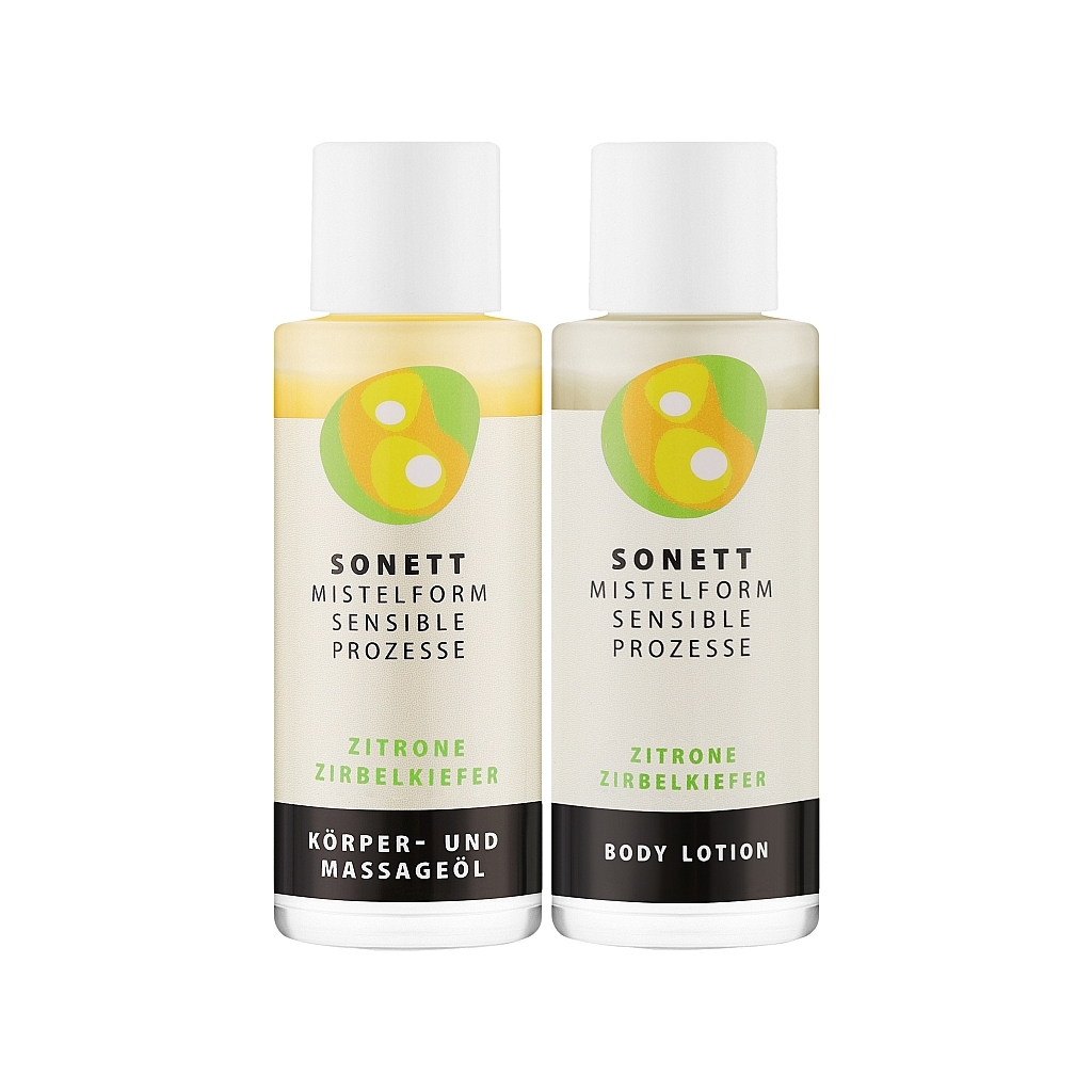 Набір косметики Sonett Органічний подарунковий набір Сосна та лимон Для тіла та масажу 2 x 50 мл (4007547771505) - picture 2