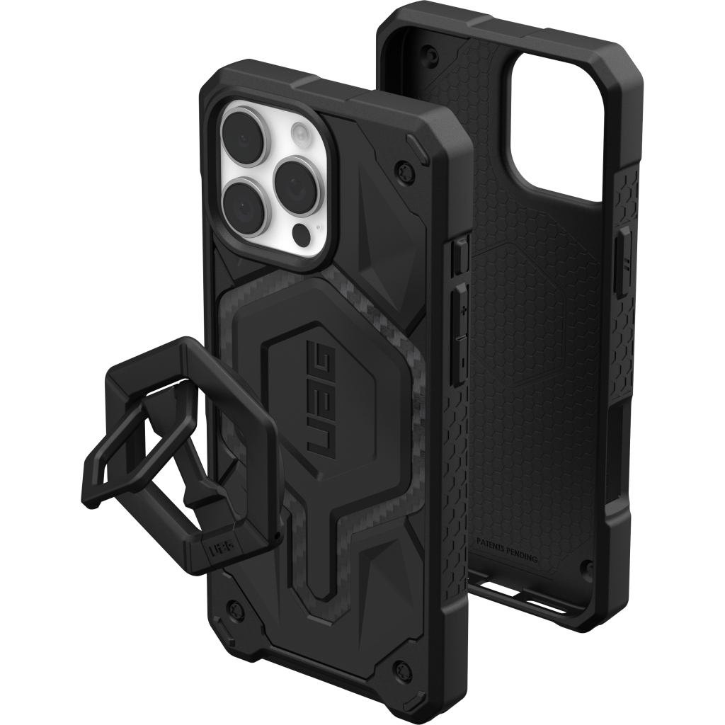 Чохол до мобільного телефона UAG iPhone 16 Pro Max, Monarch Pro Magsafe Carbon Fiber/Black Stand (1144571BV01) - зображення 6