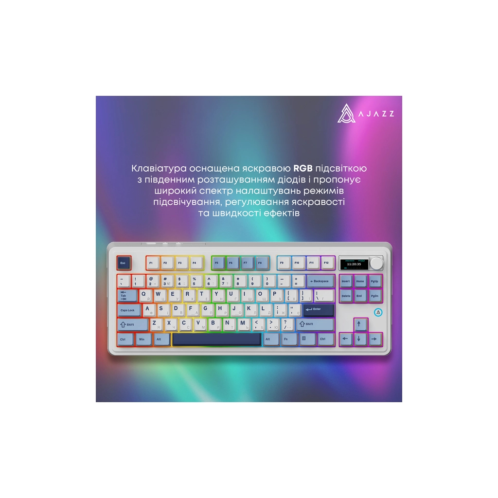 Клавіатура Ajazz AK870 PLUS Murad Switch RGB Wireless/Bluetooth/USB White (AK870-MU-BWD) - зображення 12