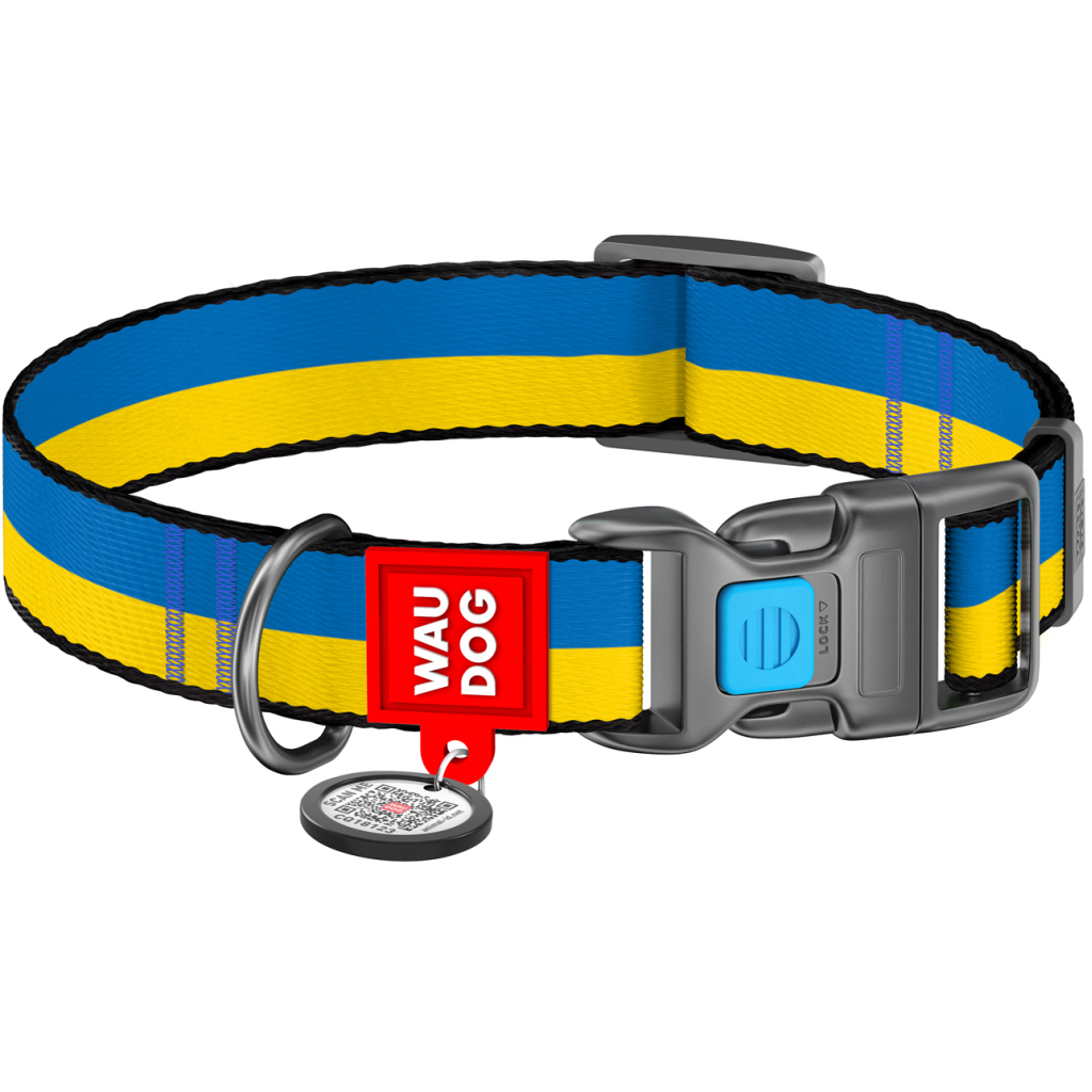 Нашийник для тварин WAUDOG Nylon з QR паспортом Colors of freedom пластиковий фастекс L (4503-4020) - изображение 1
