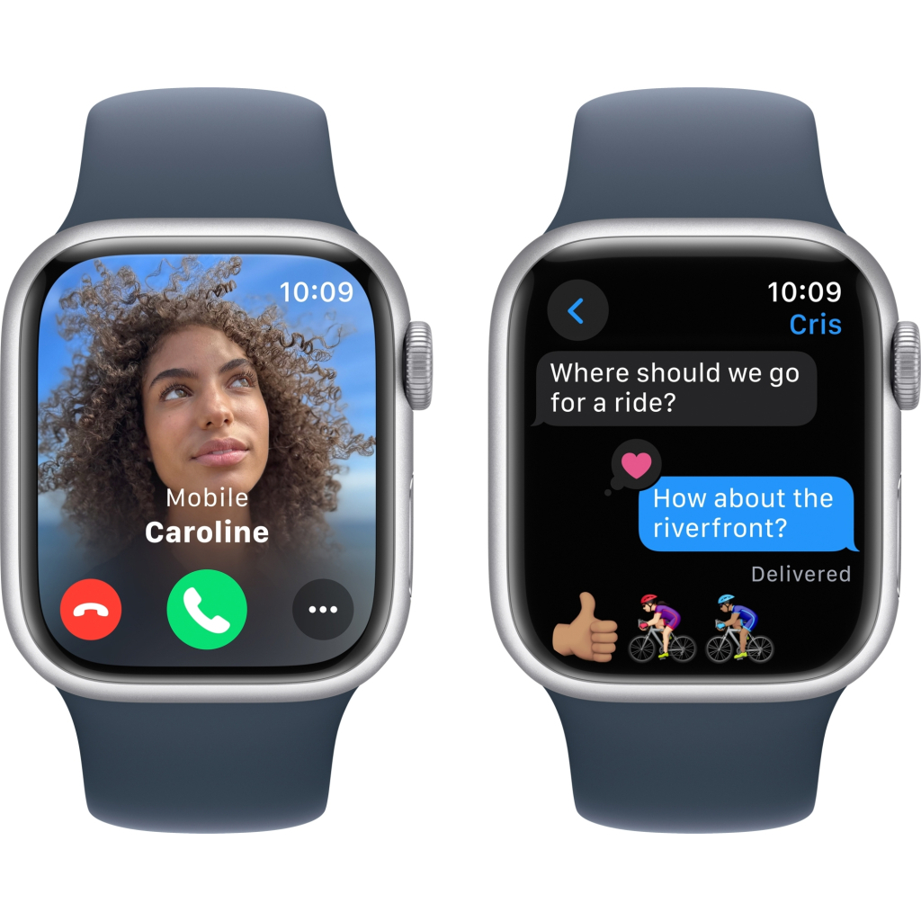 Смарт-годинник Apple Watch Series 9 GPS 41mm Silver Aluminium Case with Storm Blue Sport Band - S/M (MR903QP/A) - зображення 5