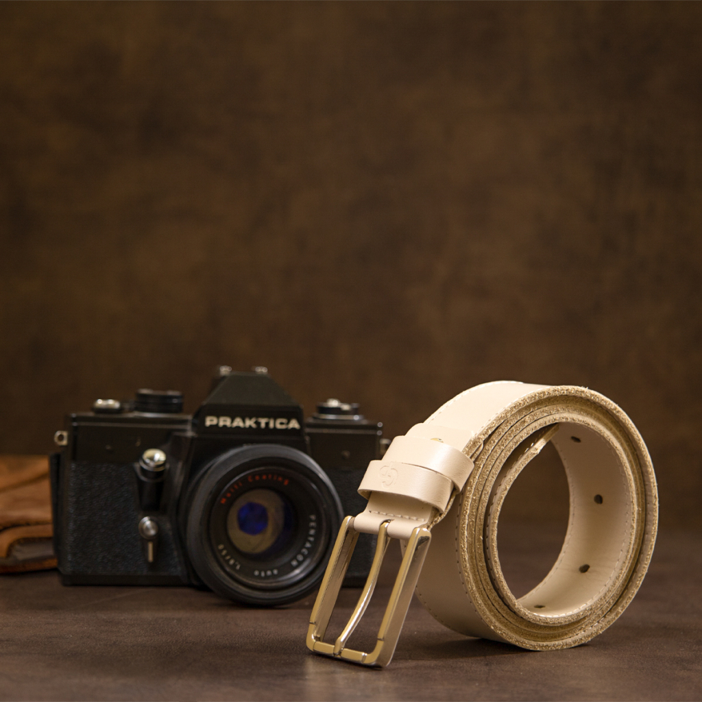 Ремінь Grande Pelle Шкіряний унісекс Бежевий (11450) - зображення 8