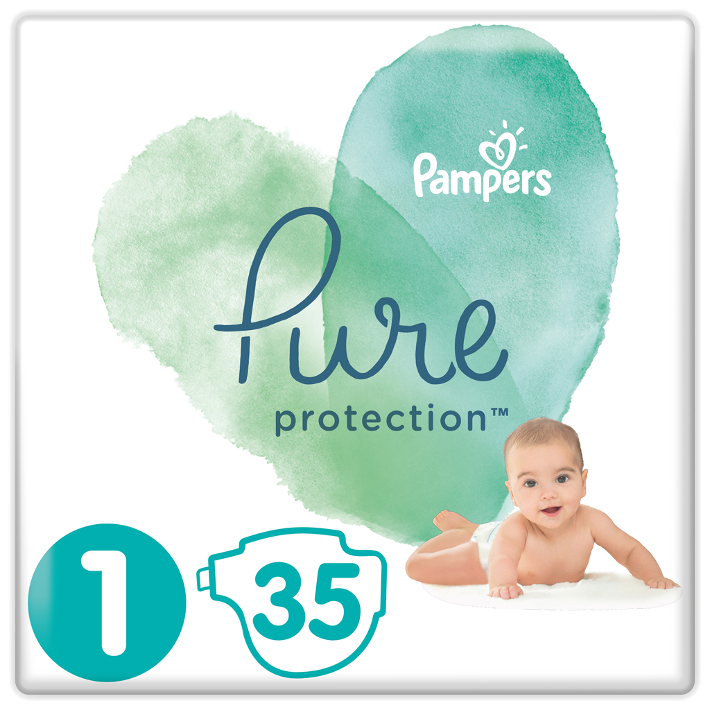 Підгузки Pampers Pure Protection Розмір 1 Newborn 2-5 кг 35 шт. (8001841023120) - зображення 1
