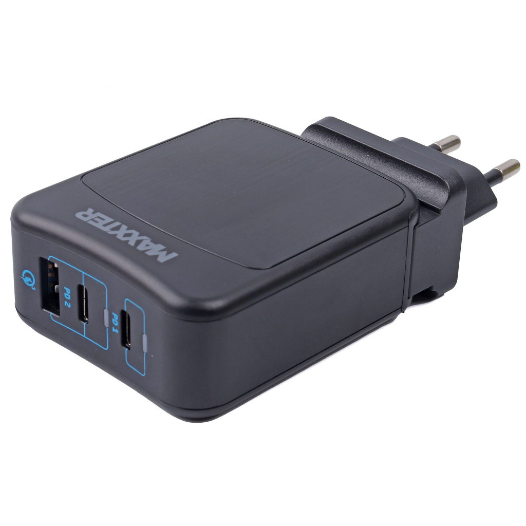 Зарядний пристрій Maxxter 1USB-A + 2USB-C (PD 65W+PD 18W + QC 3.0) (WC-PD65W-01) - зображення 2