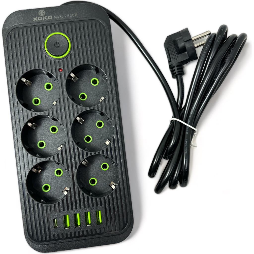 Мережевий фільтр живлення XoKo XК-SP6-4-1-BK - зображення 1