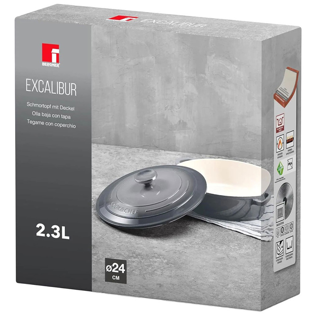 Сотейник Bergner Excalibur з кришкою 24 см Grey (BG-36103-GY) - зображення 6