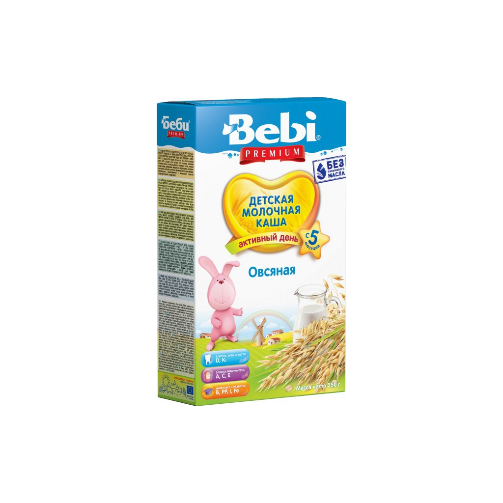 Дитяча каша Bebi Premium молочна вівсяна з 5 міс. 250 г (3838600076319) - зображення 1