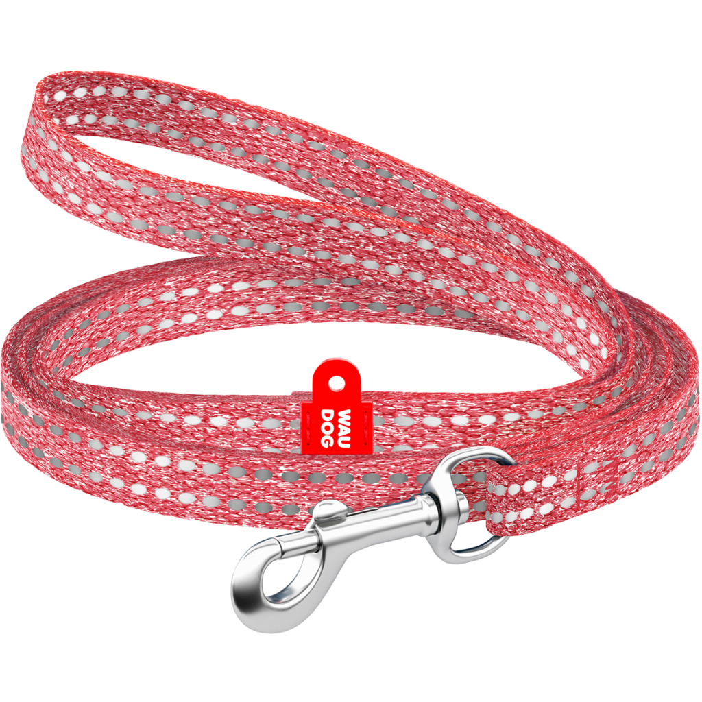 Повідець для котів WAUDOG Re-cotton світловідбивний XS 200х1 см червоний (16443) - зображення 1