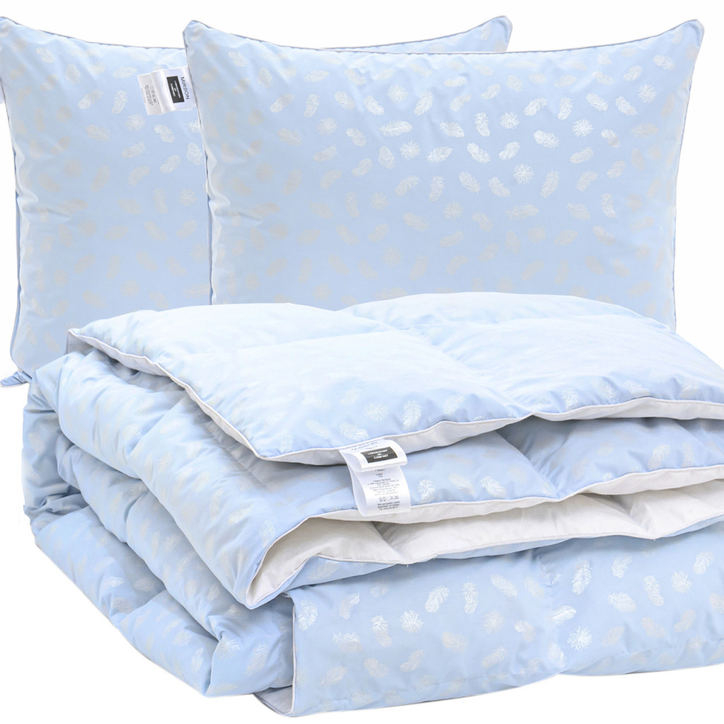 Ковдра MirSon Набір пуховий №2127 Bio-Blue Зима 70% пух 172х205 + подушки 50х70 2 шт середні (2200003023923) - зображення 1