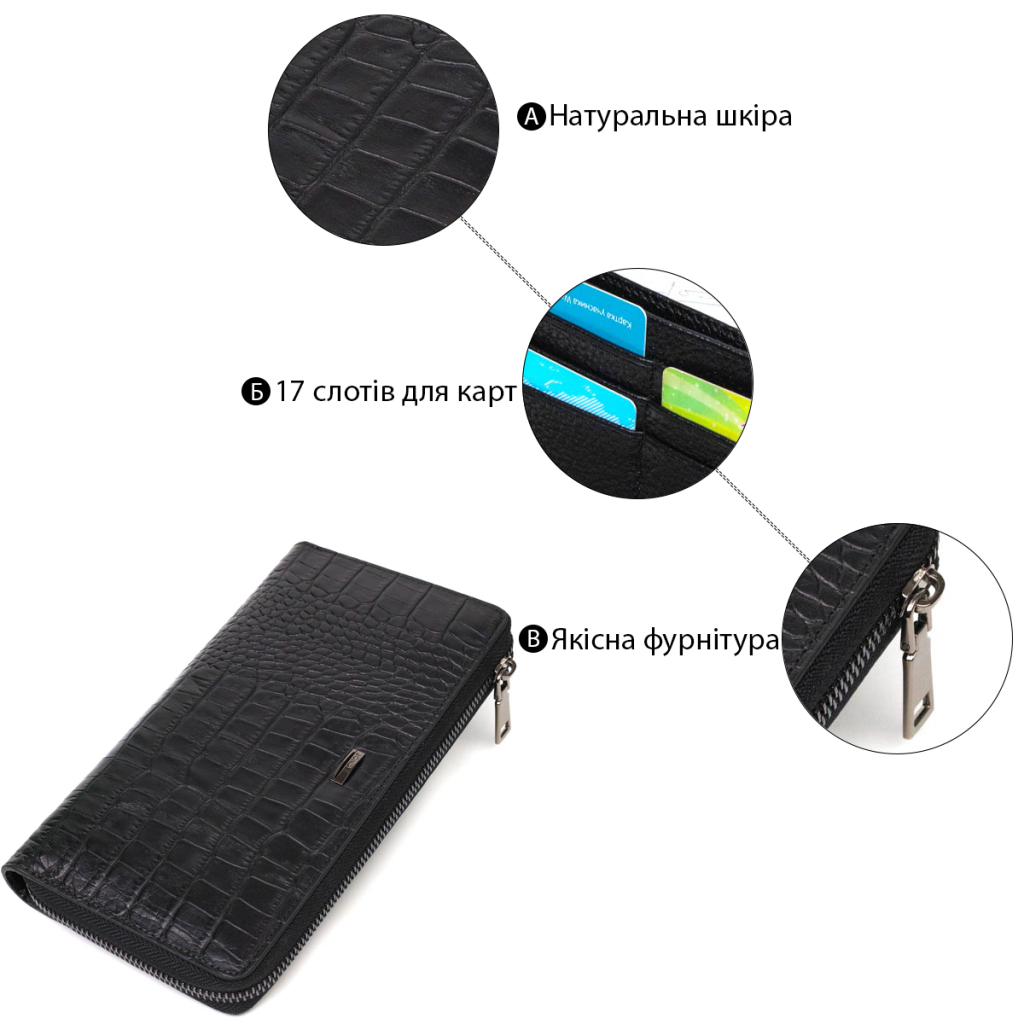 Гаманець Bond Accessories З одним відділенням з натуральної шкіри Чорна (22030) - зображення 4