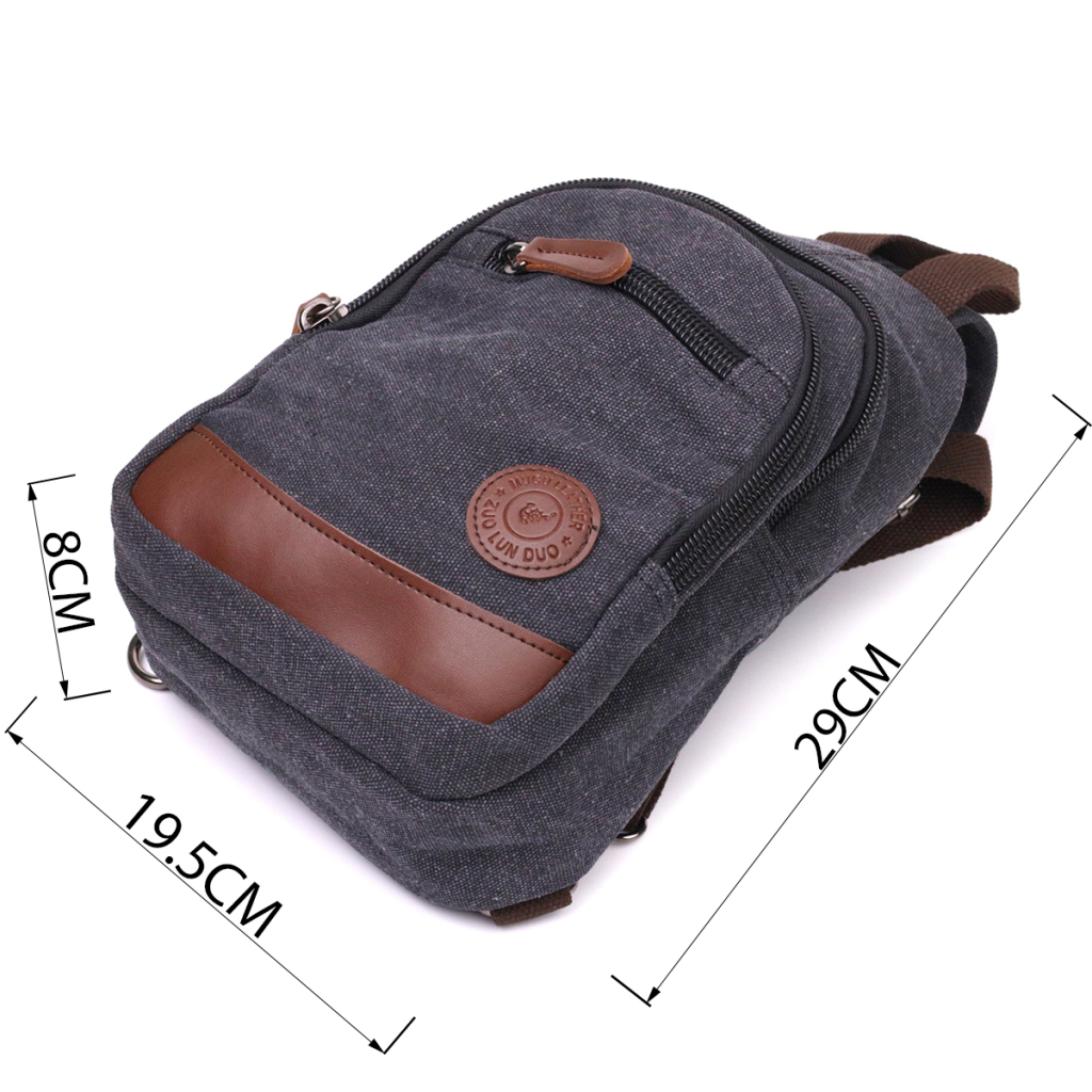 Сумка Vintage Текстильна з ущільненою спинкою через плече Чорна (22172) - зображення 3