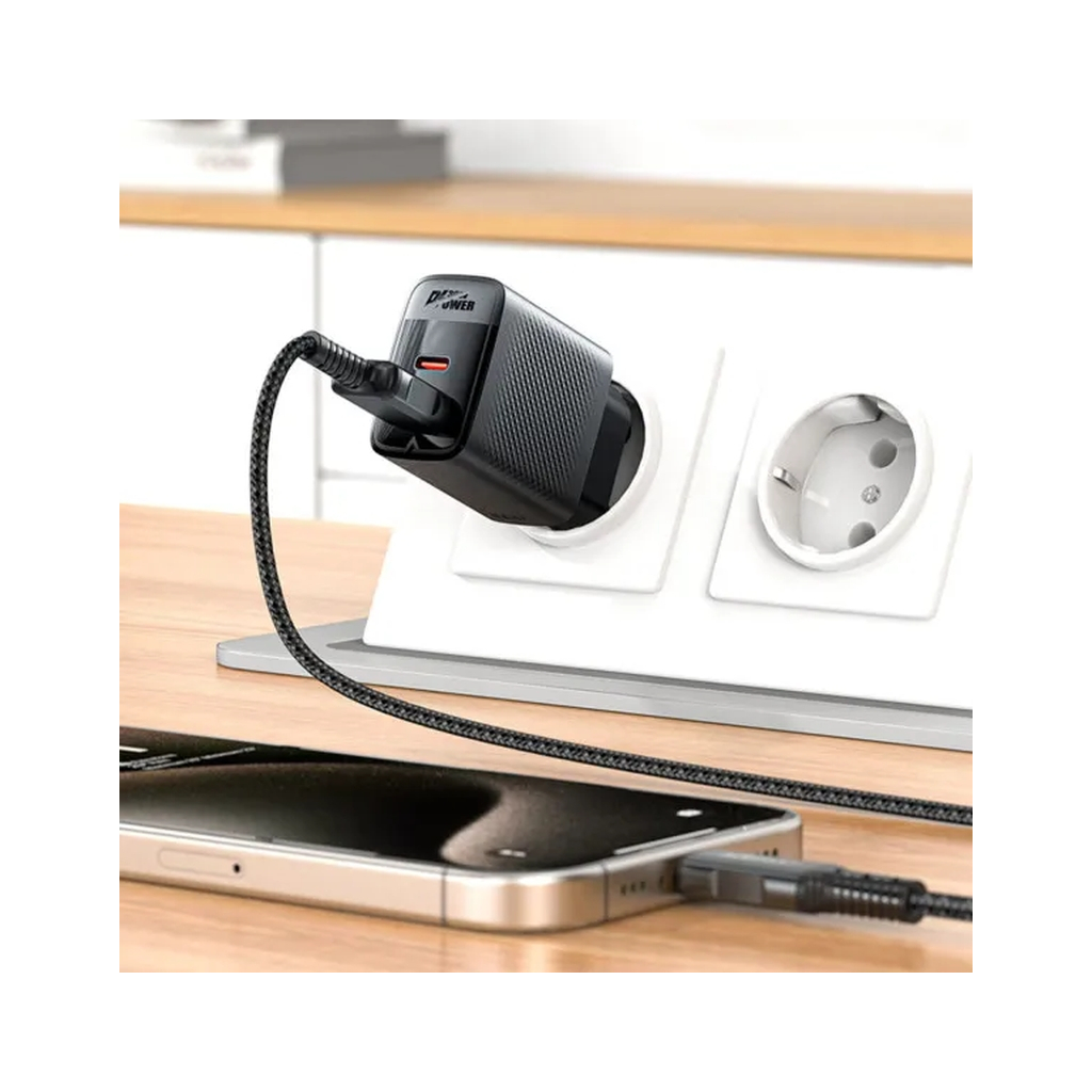 Зарядний пристрій Acefast 2xUSB 30W (USB-C+USB-A) Gan A98 Black (6974316283263) - зображення 8