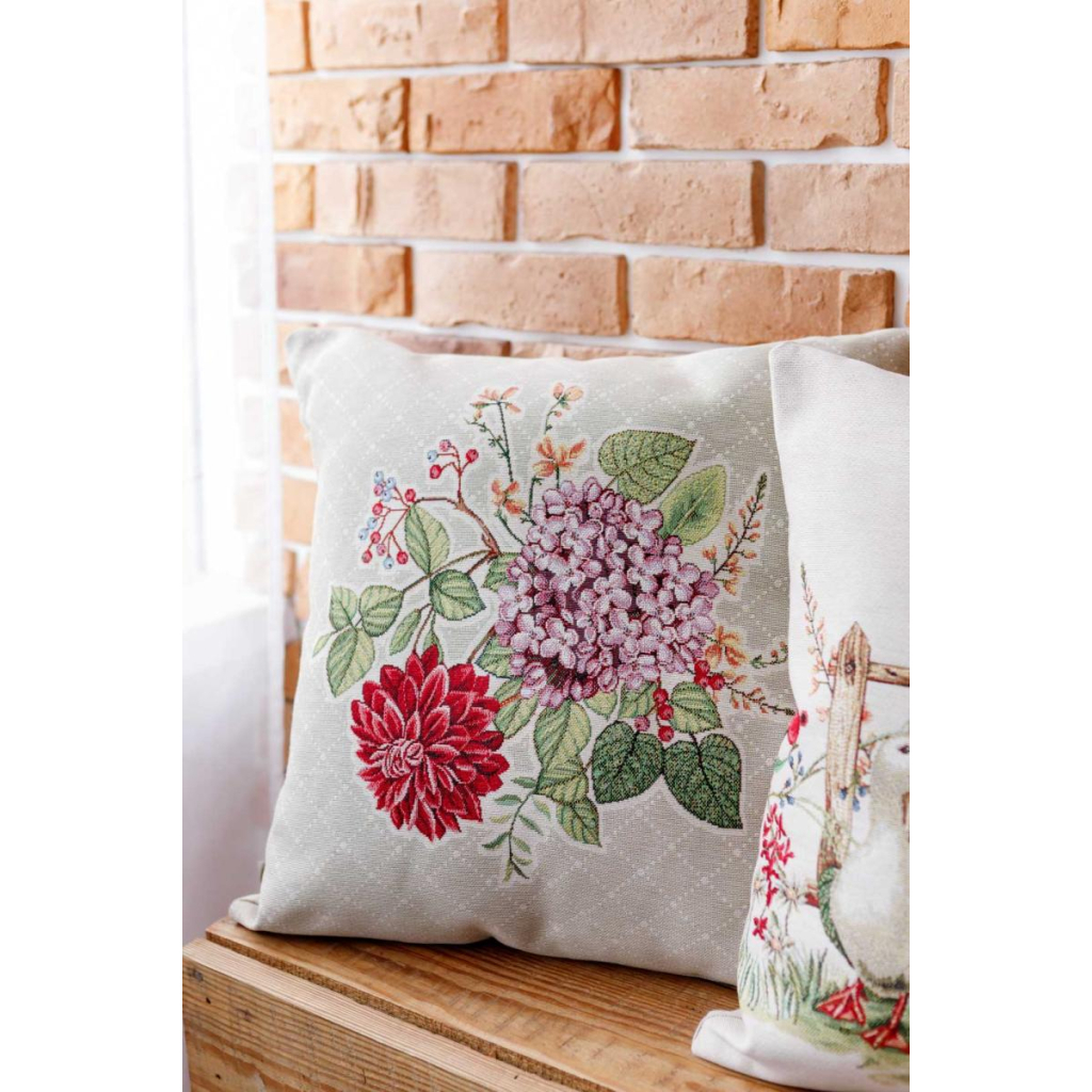Подушка Прованс гобеленова декоративна Букет квітів 45х45 см (034205) - зображення 3