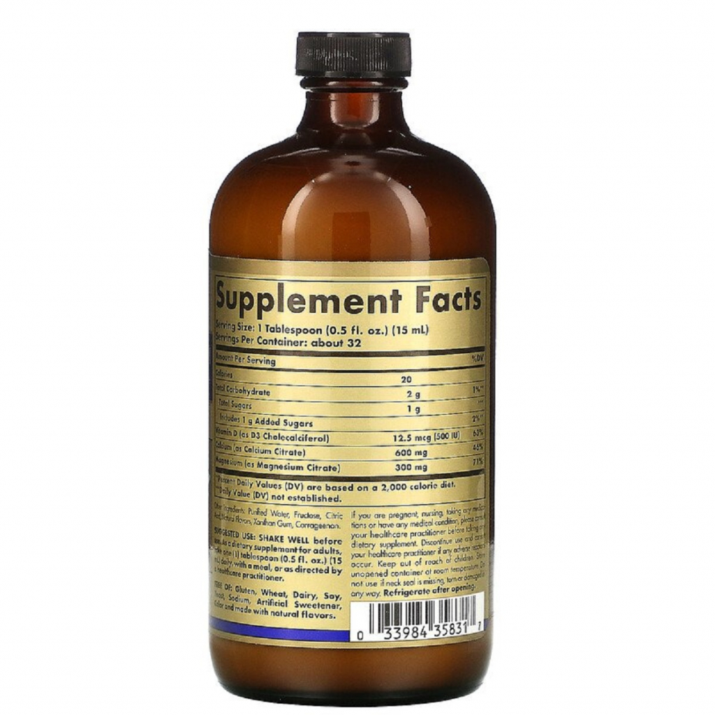 Мінерали Solgar Рідкий Кальцій Цитрат Магнію + Вітамін D3, Смак Чорніці, (SOL-35831) - зображення 2