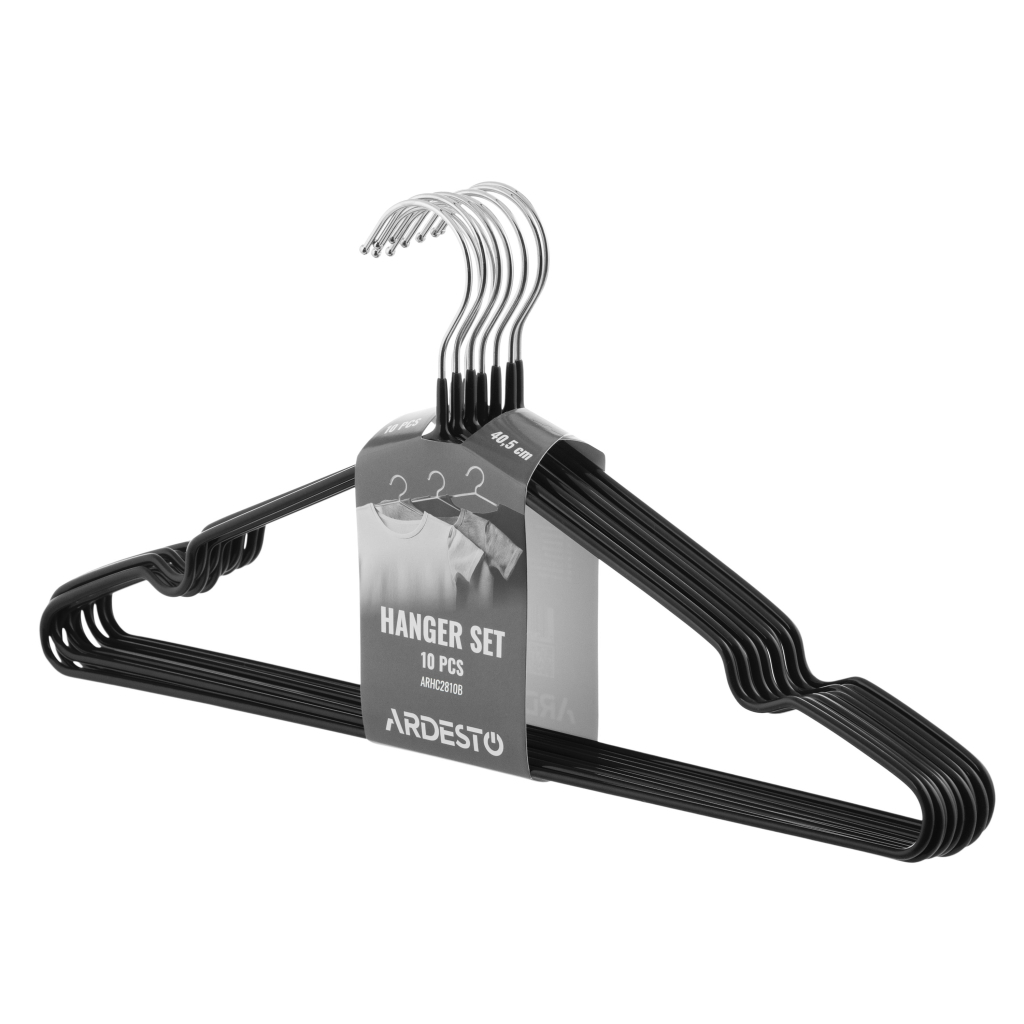 Плічка Ardesto Металеві з ПВХ покриттям Чорні 40.5 см 10 шт. (ARHC2810B) - зображення 2