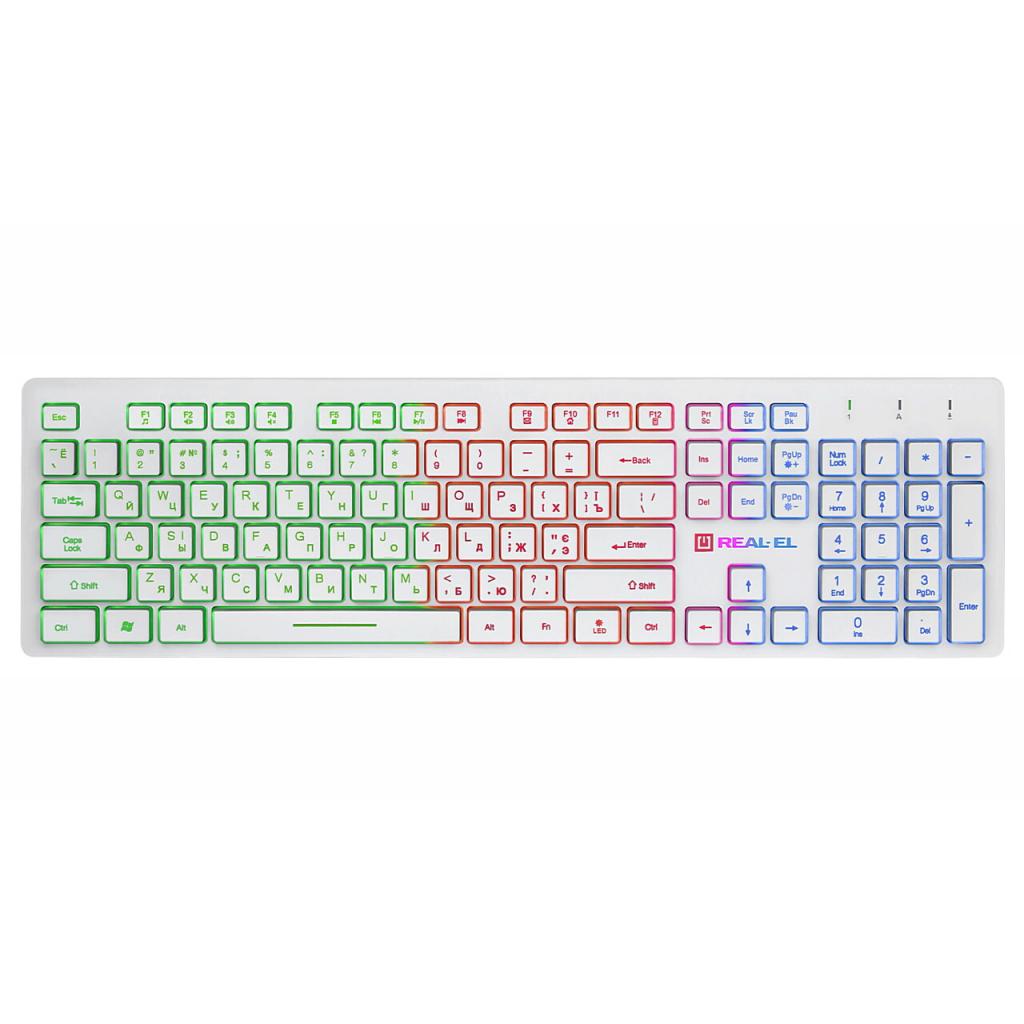 Клавіатура REAL-EL 7070 Comfort Backlit, white - зображення 1
