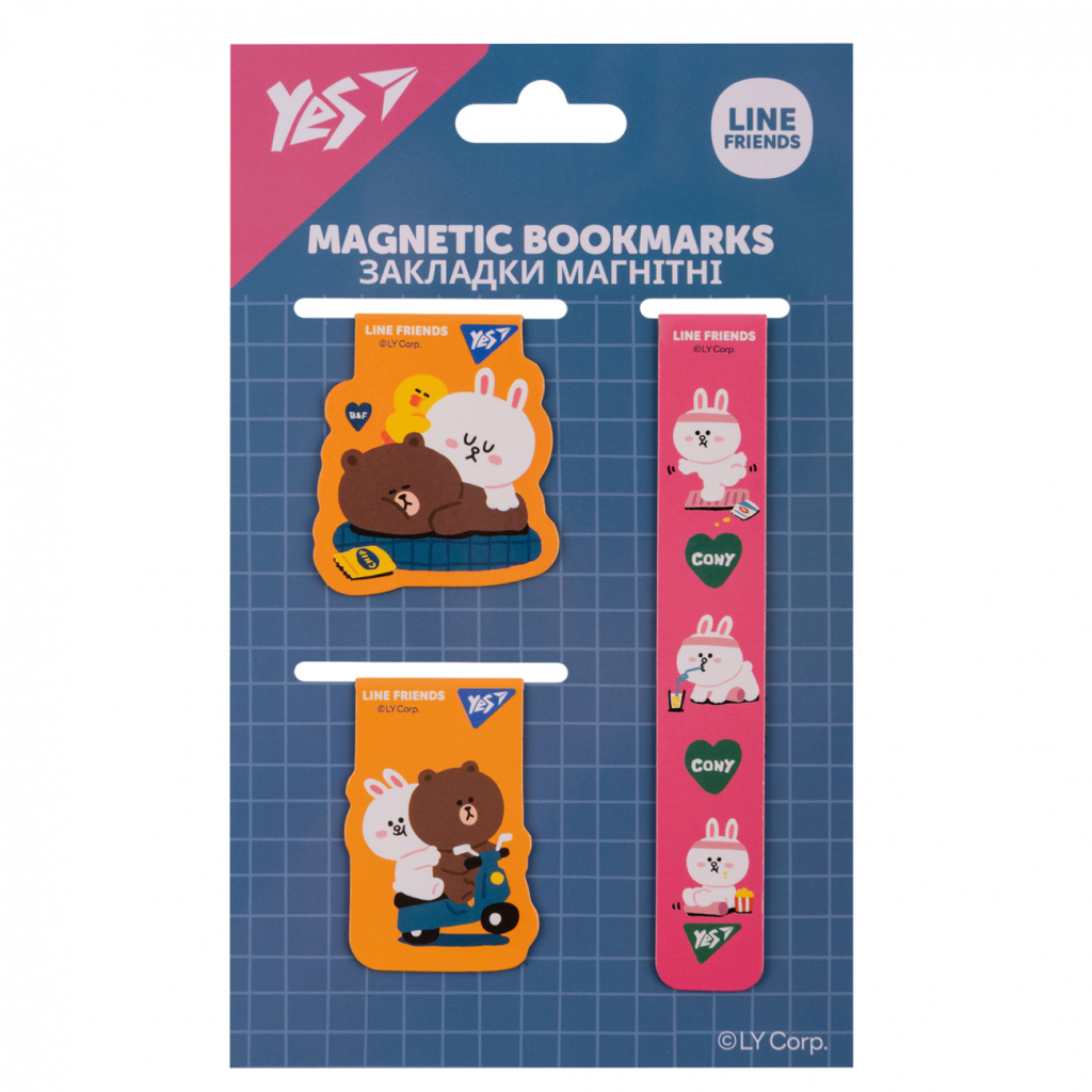 Закладки для книг Yes магнітні Line Friends 3 шт (708357) - зображення 1