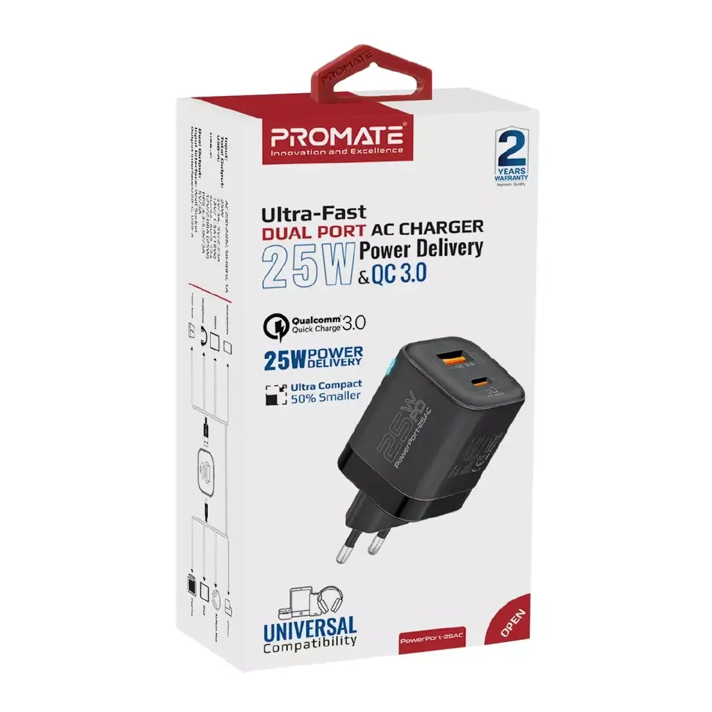 Зарядний пристрій Promate powerport-25ac.black - зображення 2