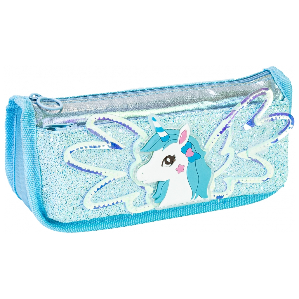 Пенал Cool For School з блискітками 2 відділення блакитний (CF87066) - зображення 1