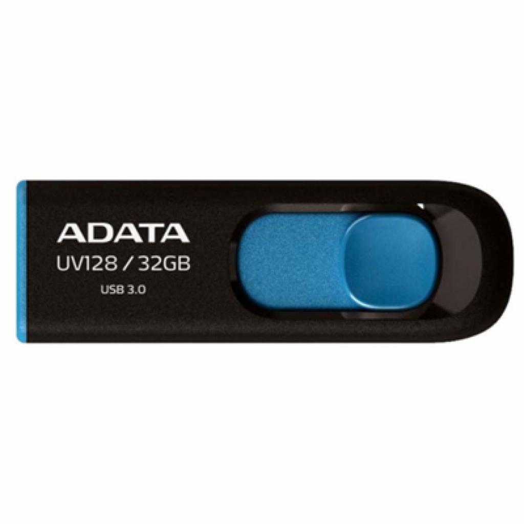USB флеш накопичувач ADATA 32Gb UV128 black-blue USB 3.0 (AUV128-32G-RBE) - зображення 1