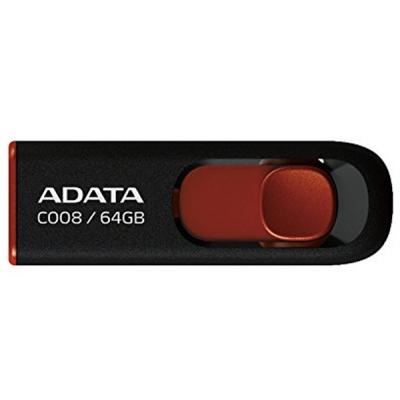 USB флеш накопичувач ADATA 64GB C008 Black+Red USB 2.0 (AC008-64G-RKD) - зображення 1