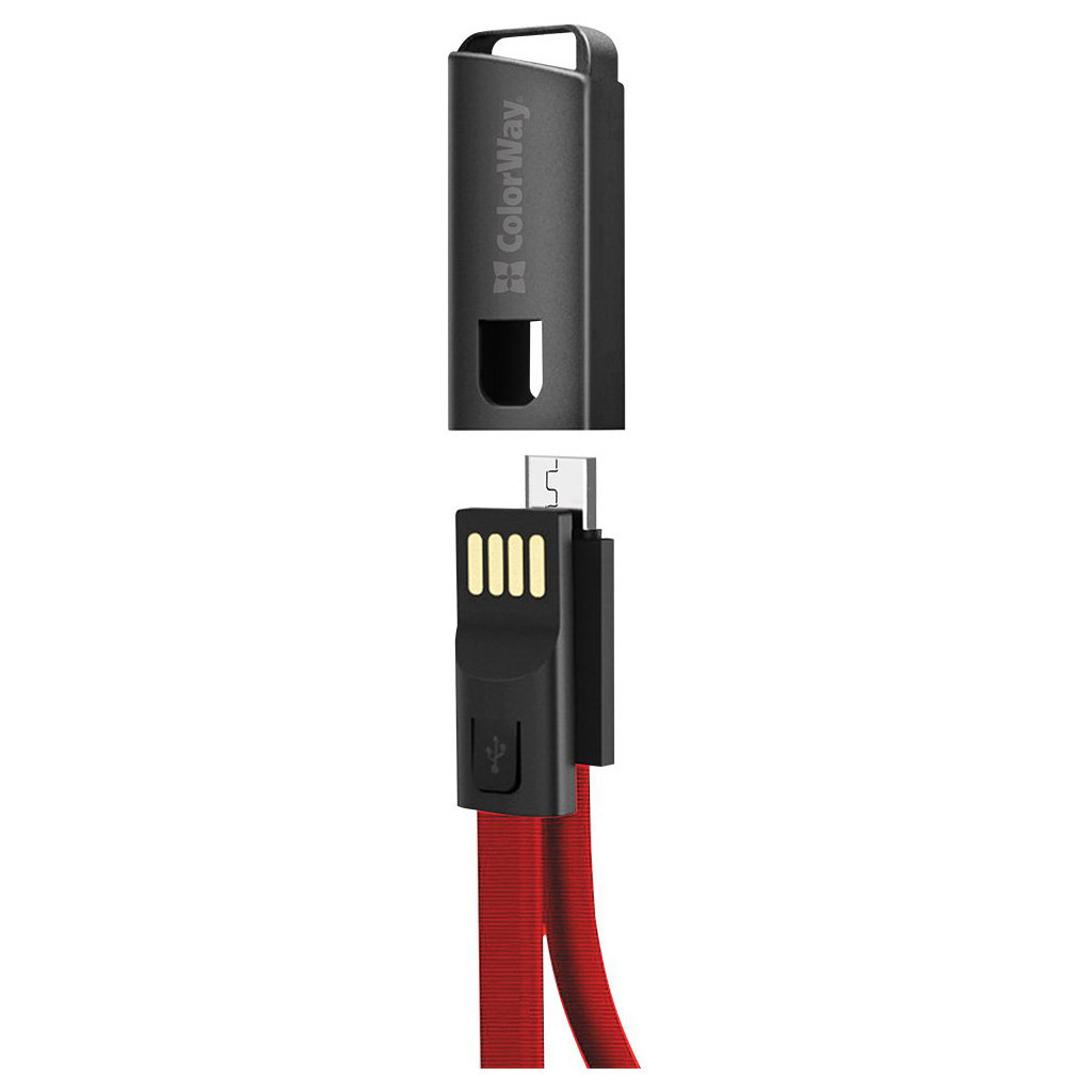 Дата кабель USB 2.0 AM to Micro 5P 0.22m red ColorWay (CW-CBUM022-RD) - зображення 3