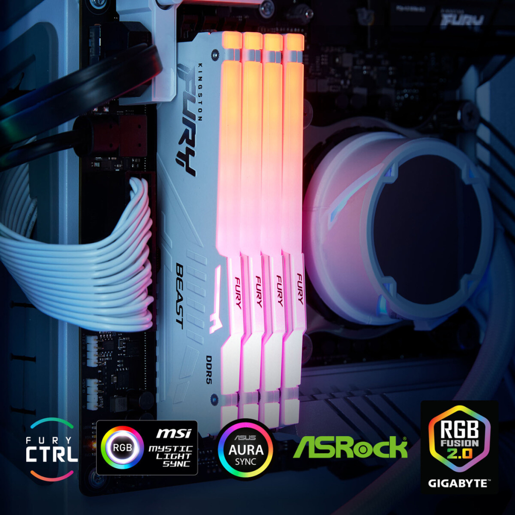 Модуль пам'яті для комп'ютера DDR5 16GB 6000 MHz Beast RGB EXPO White Kingston Fury (ex.HyperX) (KF560C36BWEA-16) - зображення 4