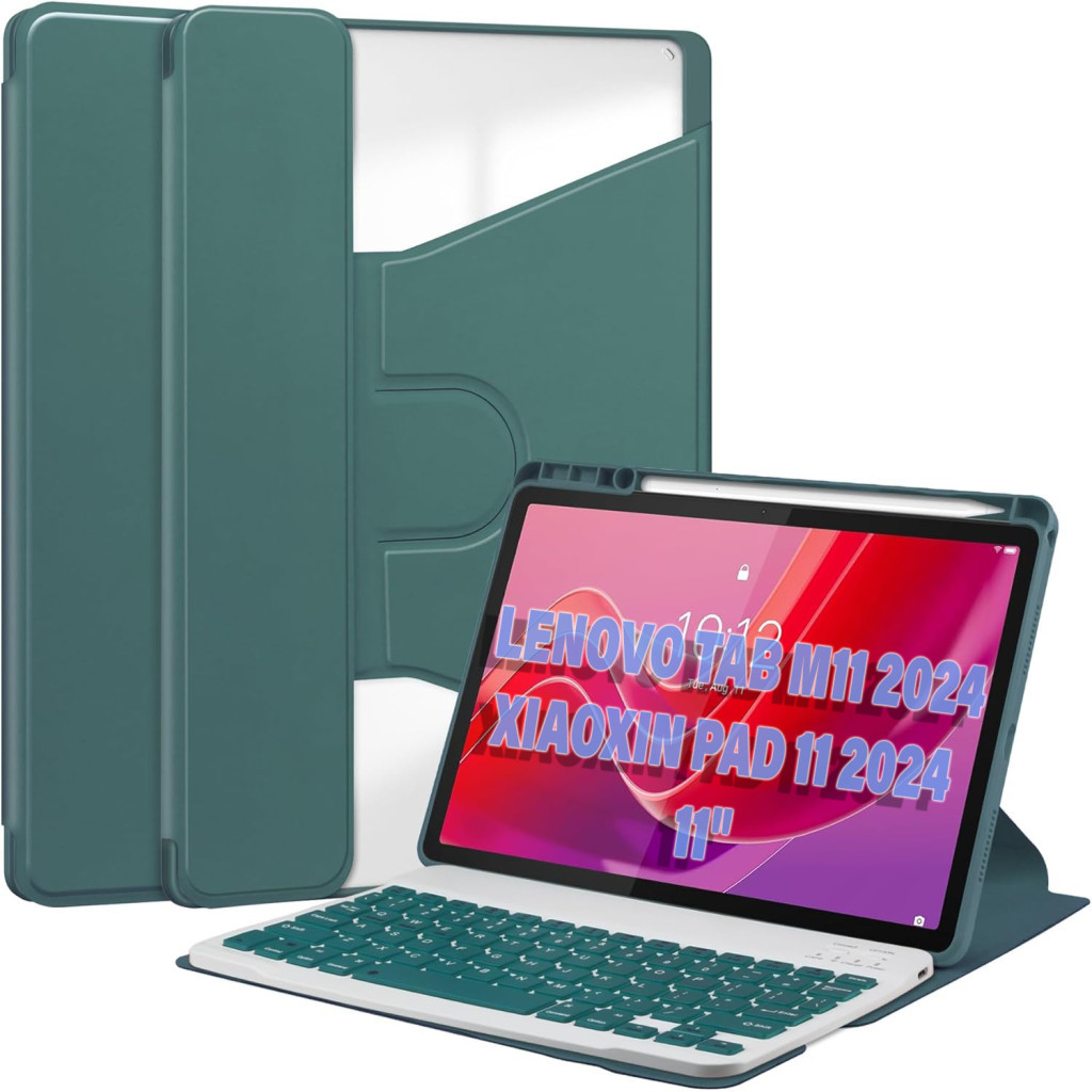 Чохол до планшета BeCover Keyboard 360° Rotatable Lenovo Tab M11 (2024) TB-TB330FU/Xiaoxin Pad 11 (2024) 11" Dark Green (711076) - зображення 1