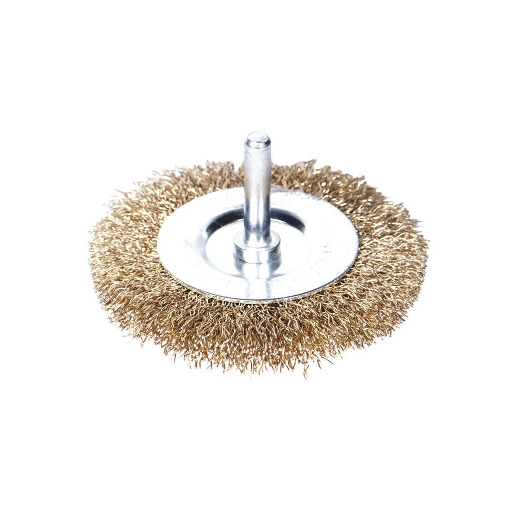 Щітка для електроінструменту Sigma дротяна дископодібна 50мм хвостовик 6мм латунированная 9013051 (9013051) - зображення 1