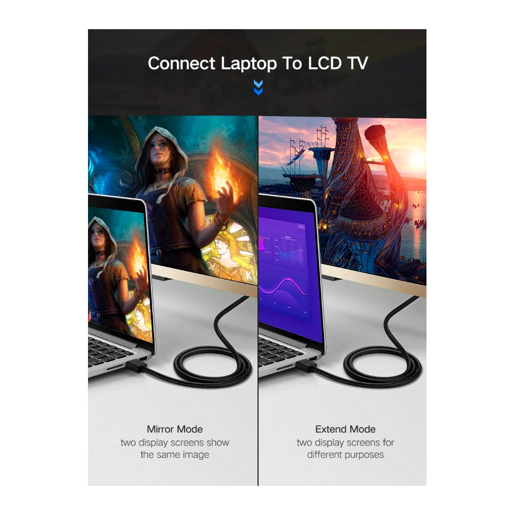 Кабель мультимедійний HDMI M to HDMI M 10.0m HD104 black UGREEN (10110) - зображення 5